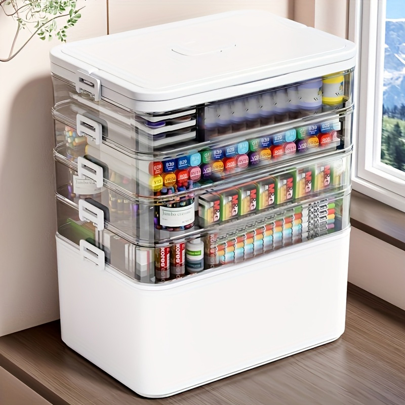 Office Stationery And Supply - Multifunctionele meerlaagse opbergbox met handvat, grote/extra