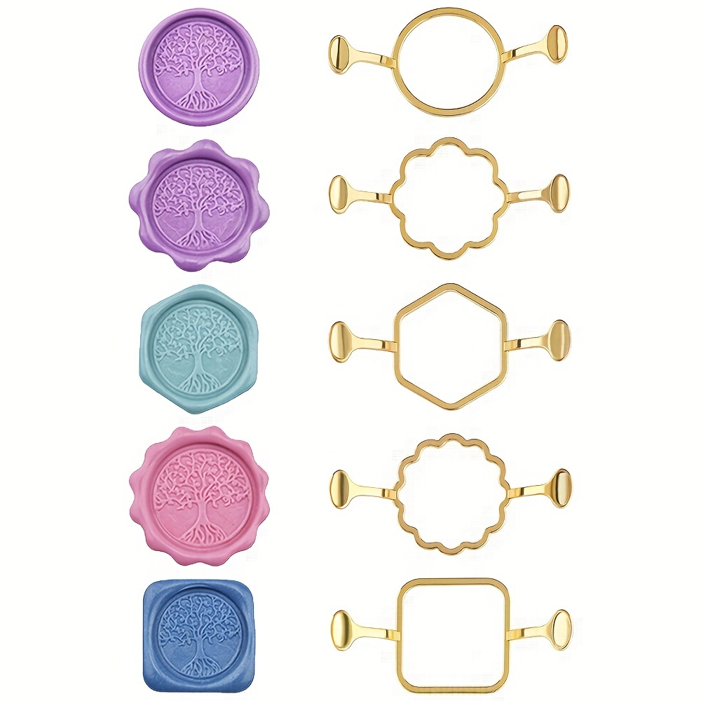 Wax Seal Stamp Kit - 5-pack zeshoekige vierkante metalen lakzegelset voor
