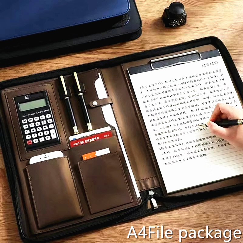 Portfolio Folder Zip - PU lederen portafolio A4 documententas met